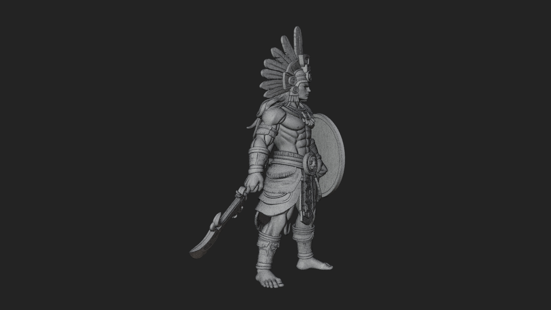 Aztec Feathered Noble Statue Design 12 3D Print Model 3D Model