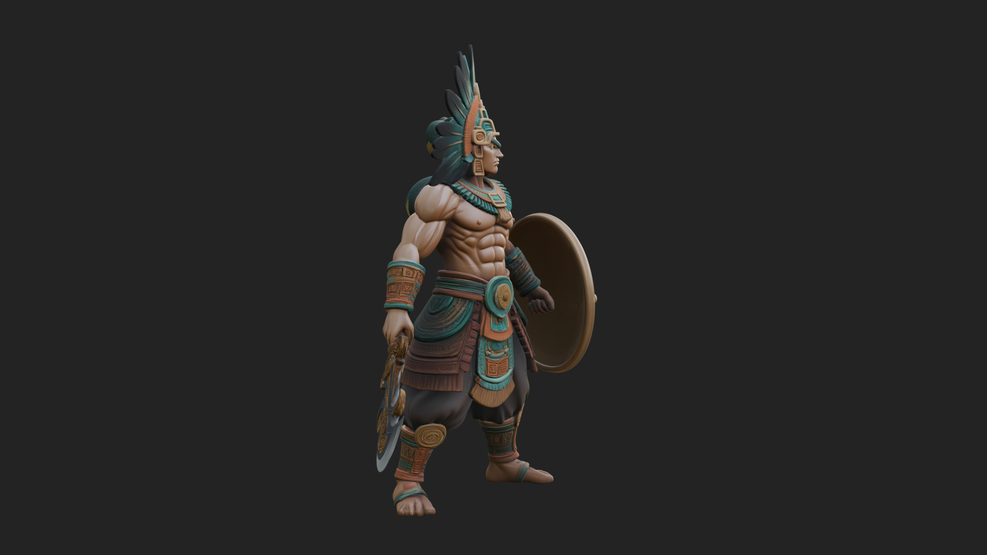 Aztec Feathered Noble Statue Design 13 3D Print Model 3D Model