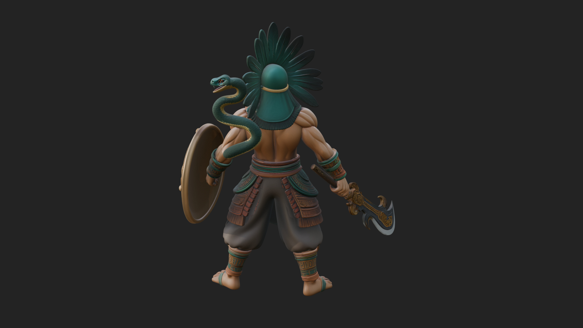 Aztec Feathered Noble Statue Design 13 3D Print Model 3D Model