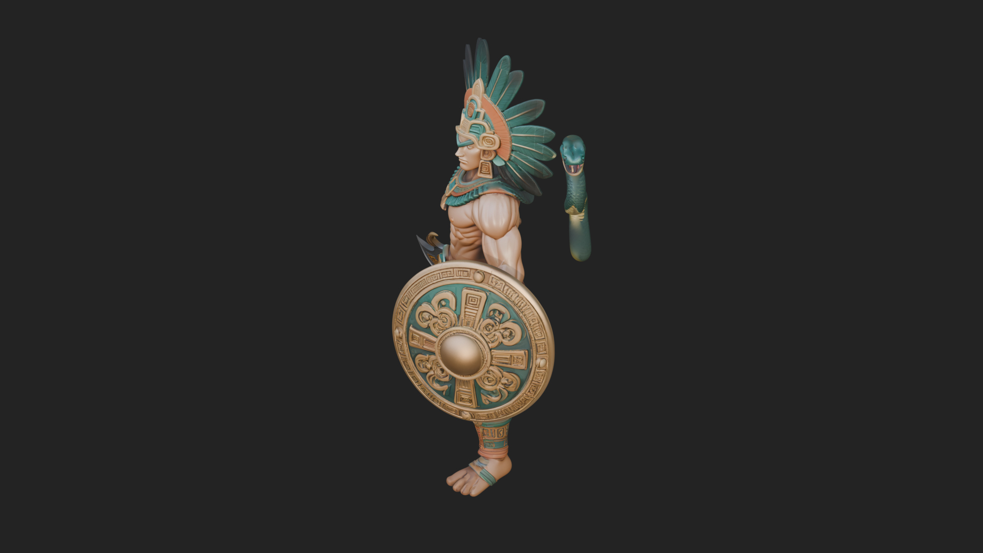 Aztec Feathered Noble Statue Design 13 3D Print Model 3D Model