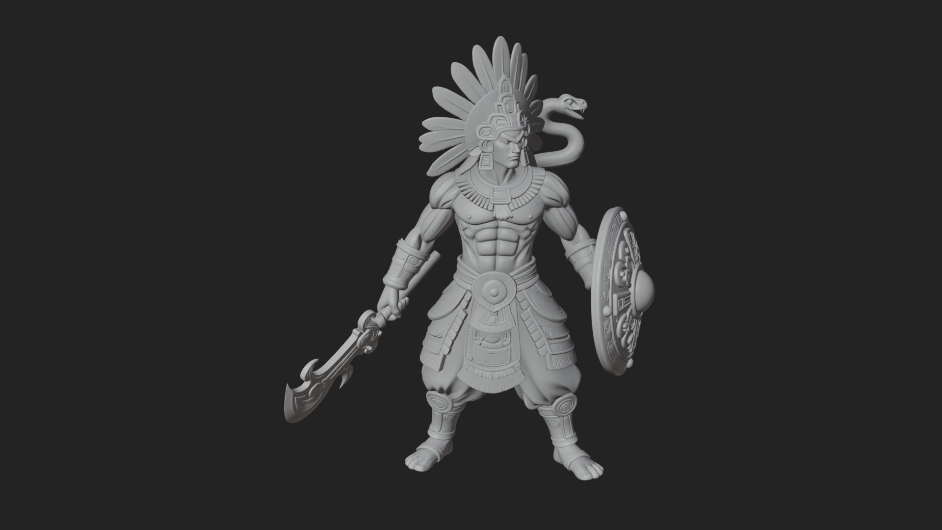 Aztec Feathered Noble Statue Design 13 3D Print Model 3D Model