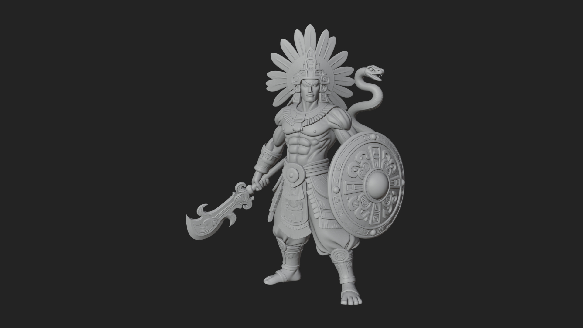 Aztec Feathered Noble Statue Design 13 3D Print Model 3D Model