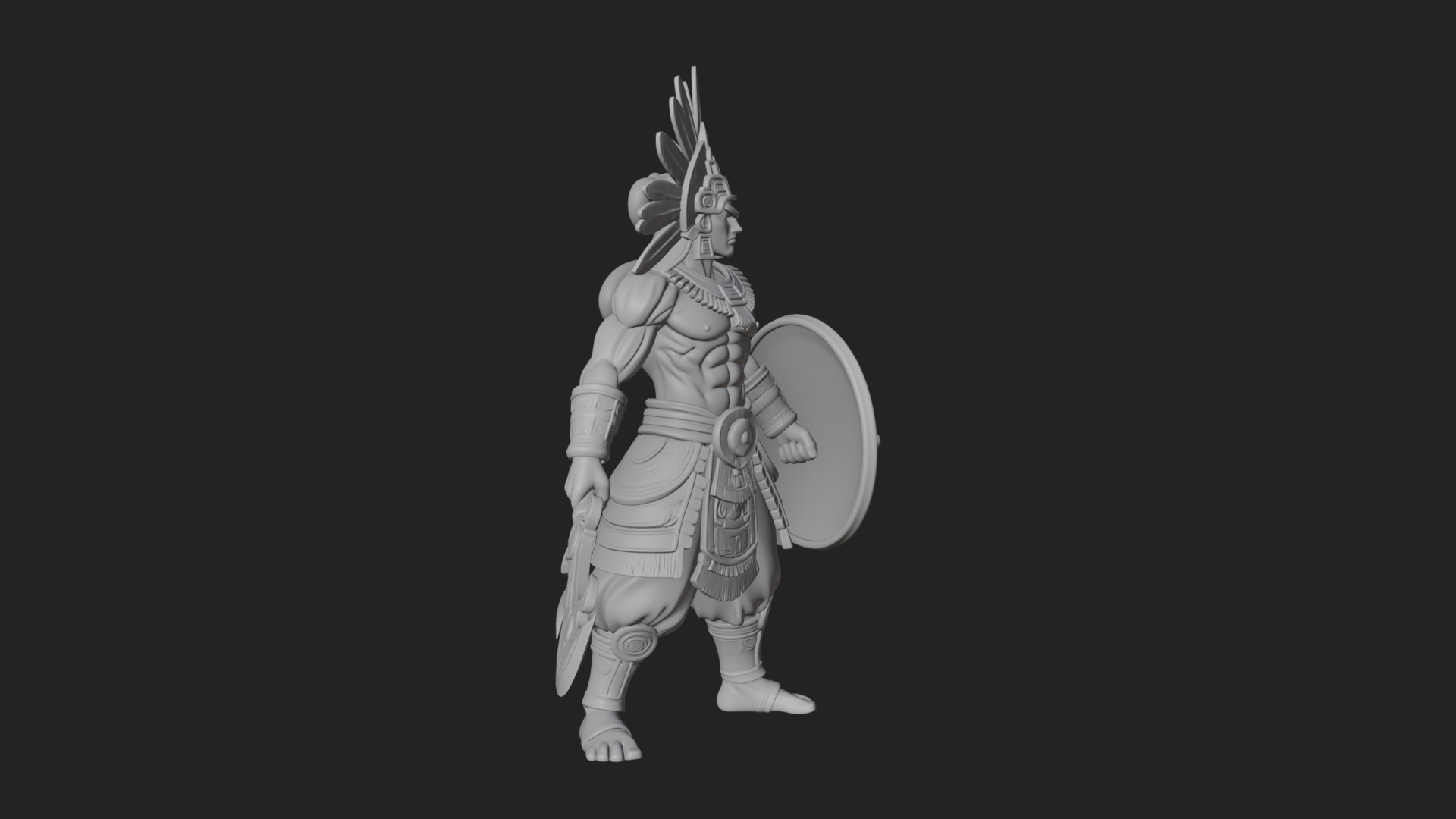 Aztec Feathered Noble Statue Design 13 3D Print Model 3D Model
