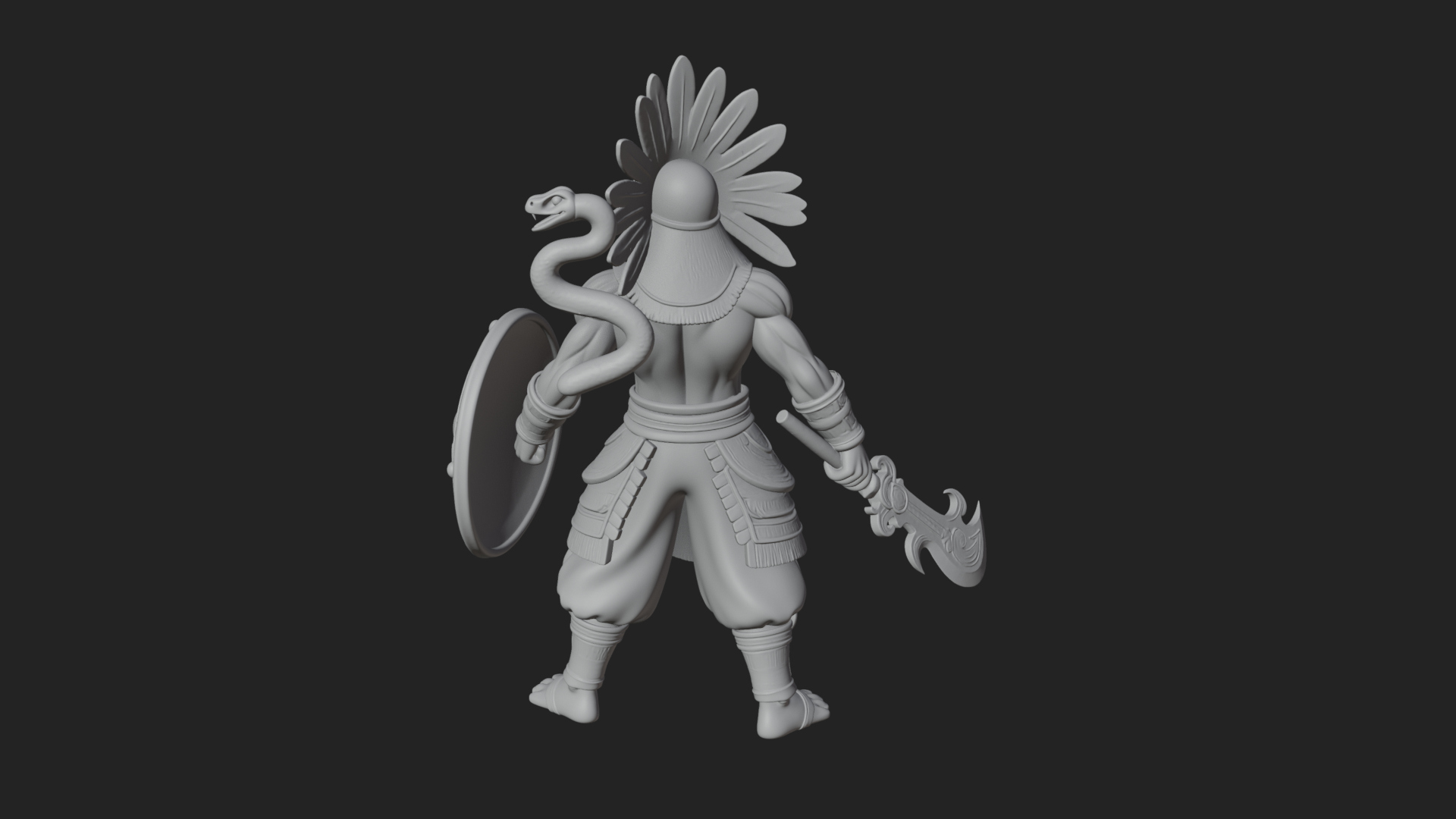 Aztec Feathered Noble Statue Design 13 3D Print Model 3D Model