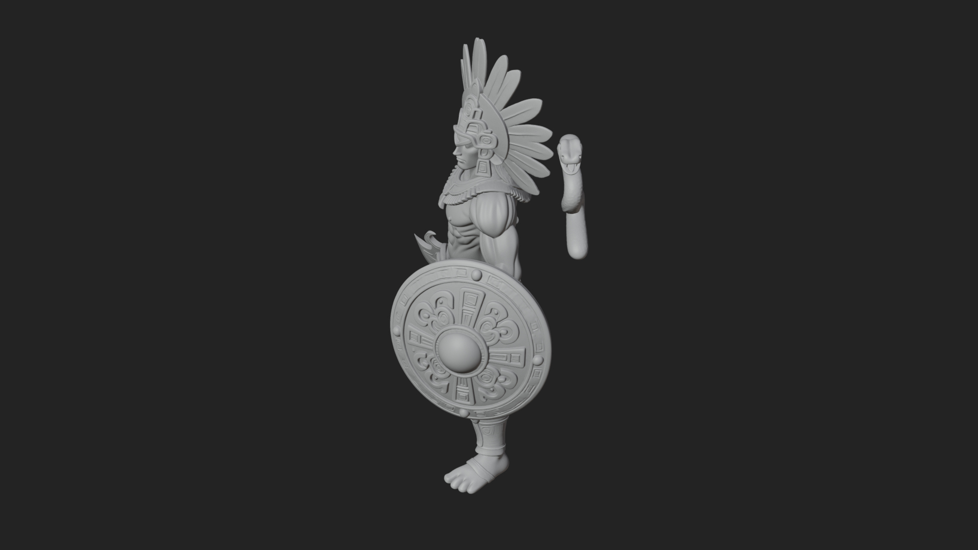 Aztec Feathered Noble Statue Design 13 3D Print Model 3D Model