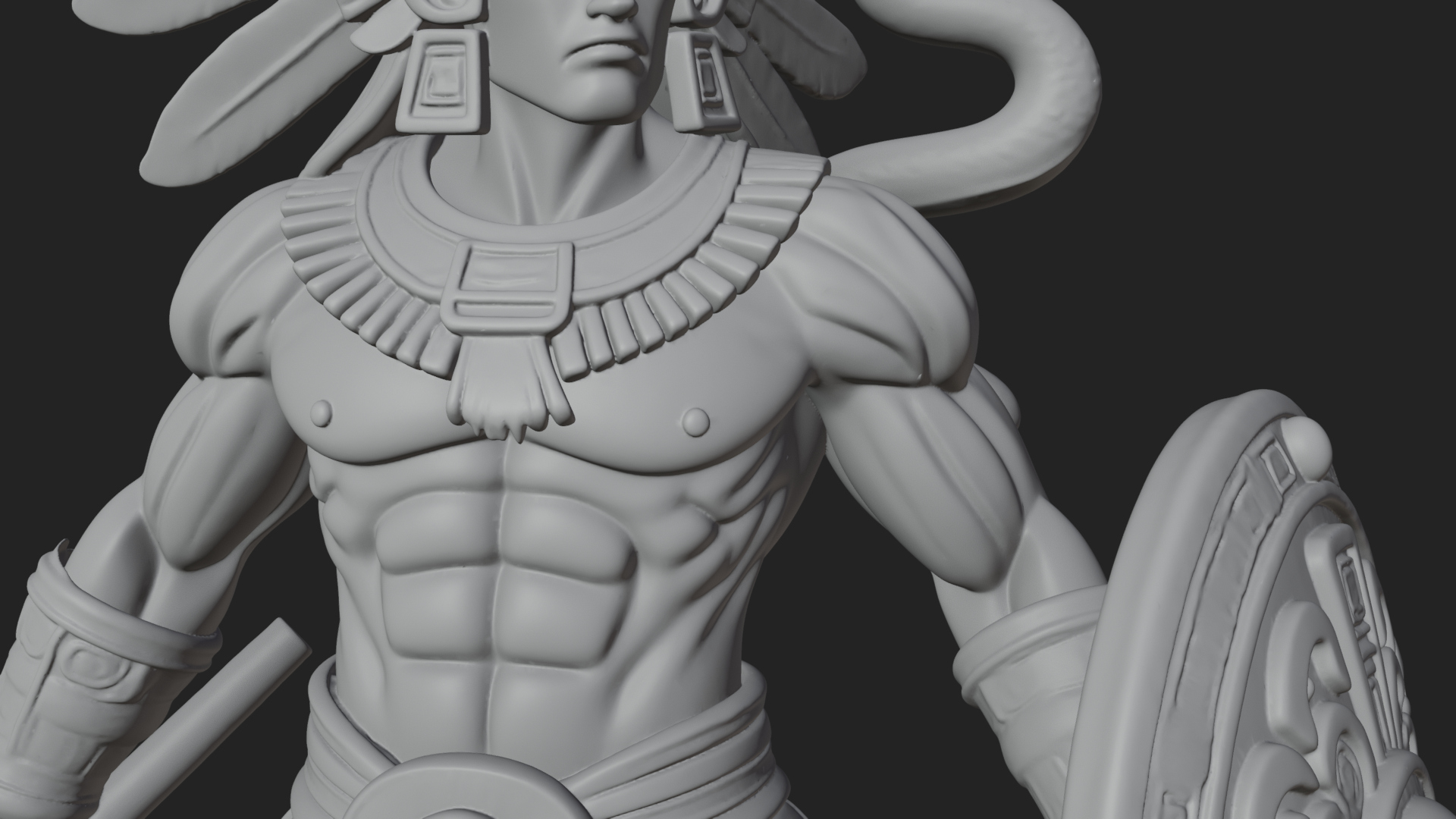 Aztec Feathered Noble Statue Design 13 3D Print Model 3D Model