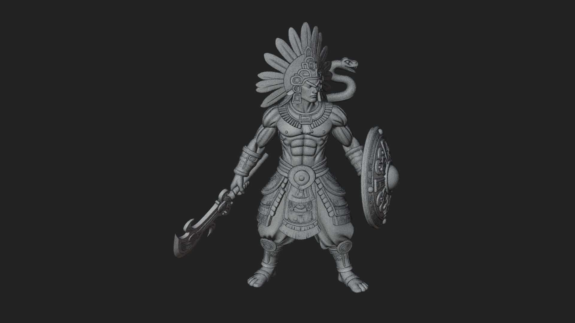 Aztec Feathered Noble Statue Design 13 3D Print Model 3D Model
