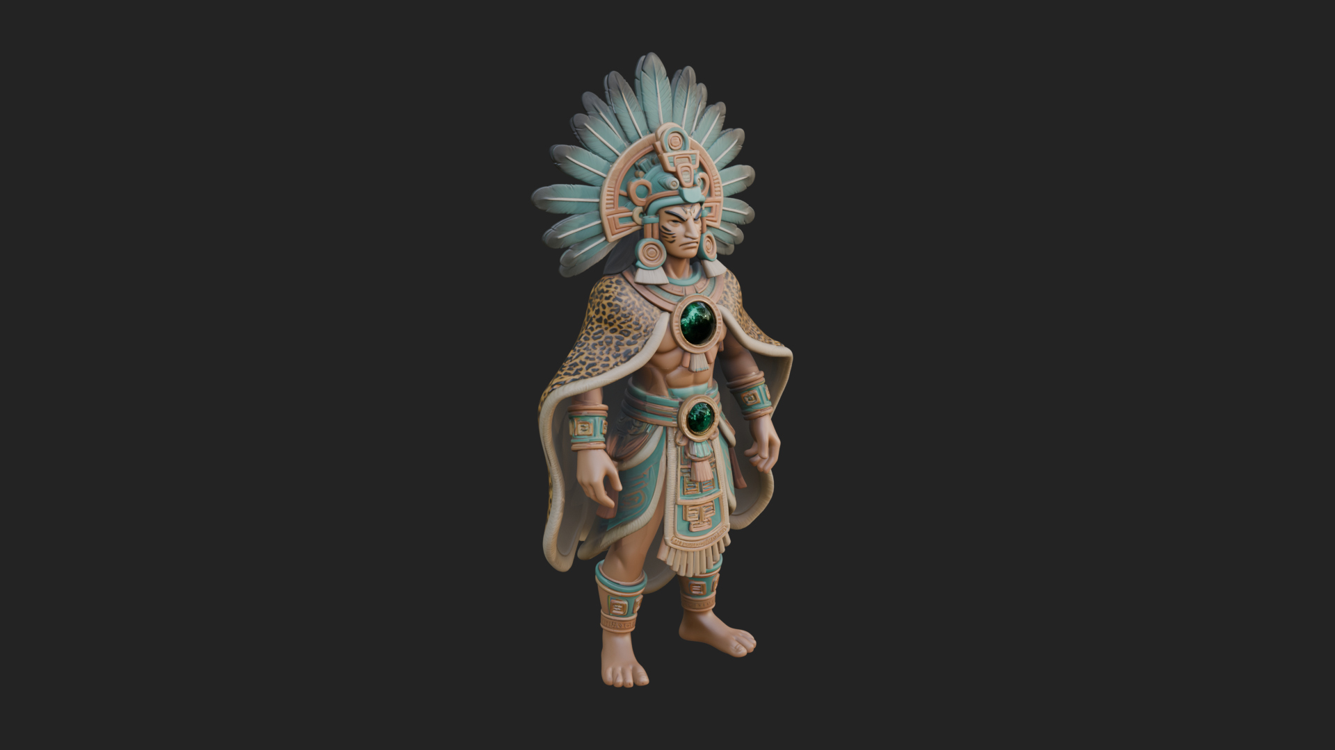 Aztec Feathered Noble Statue Design 14 3D Print Model 3D Model