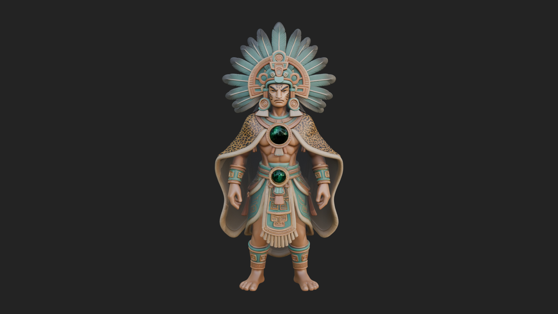 Aztec Feathered Noble Statue Design 14 3D Print Model 3D Model