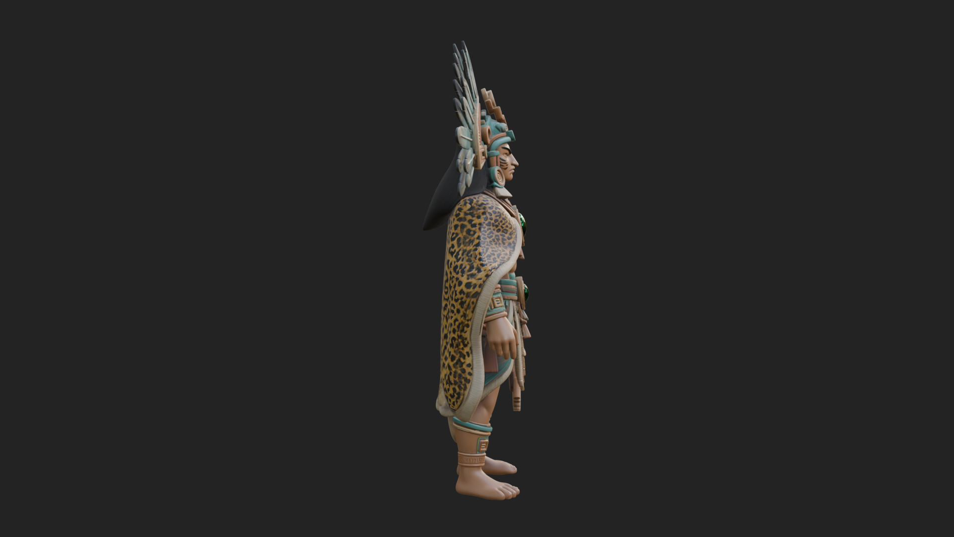 Aztec Feathered Noble Statue Design 14 3D Print Model 3D Model