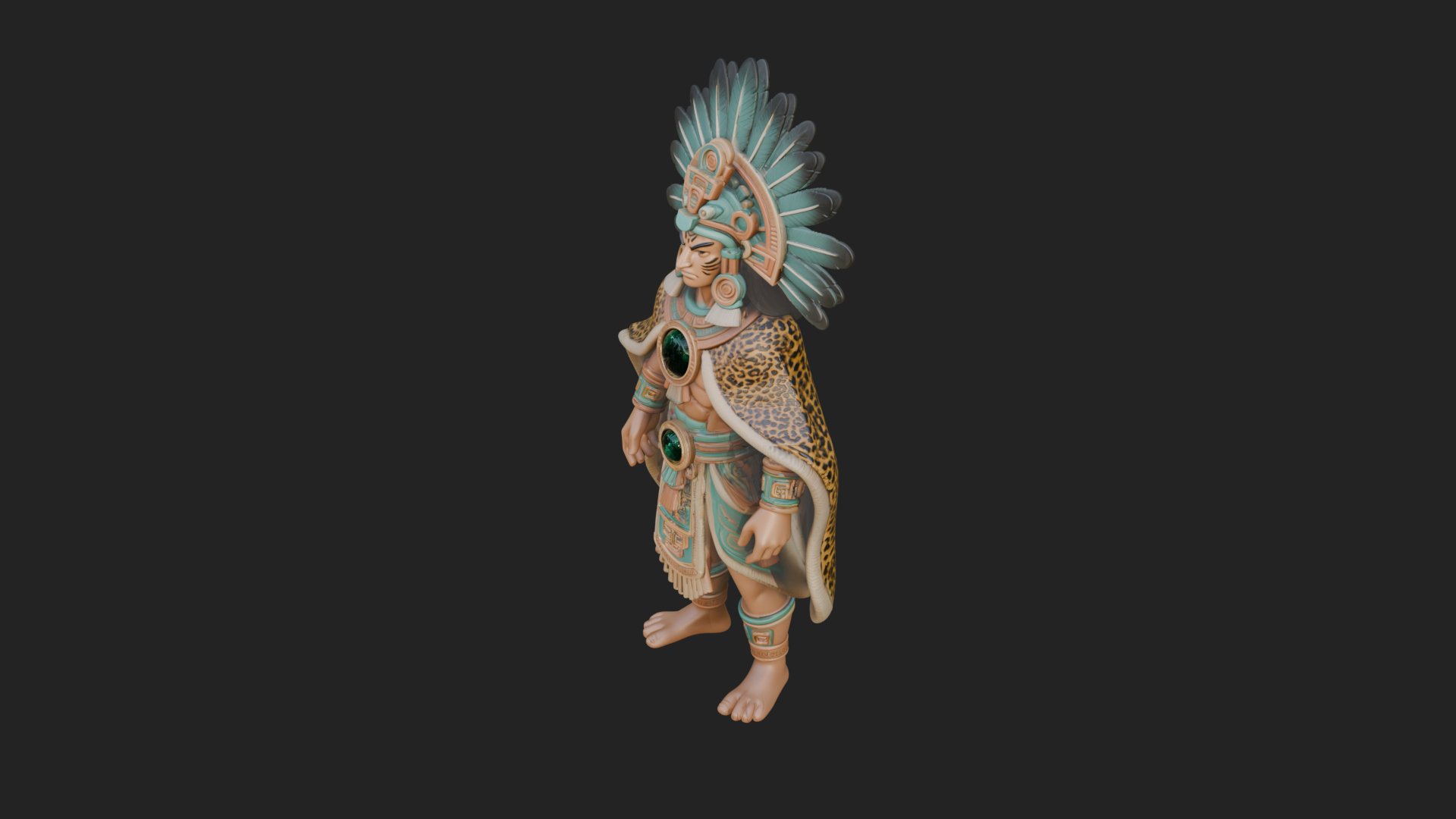 Aztec Feathered Noble Statue Design 14 3D Print Model 3D Model