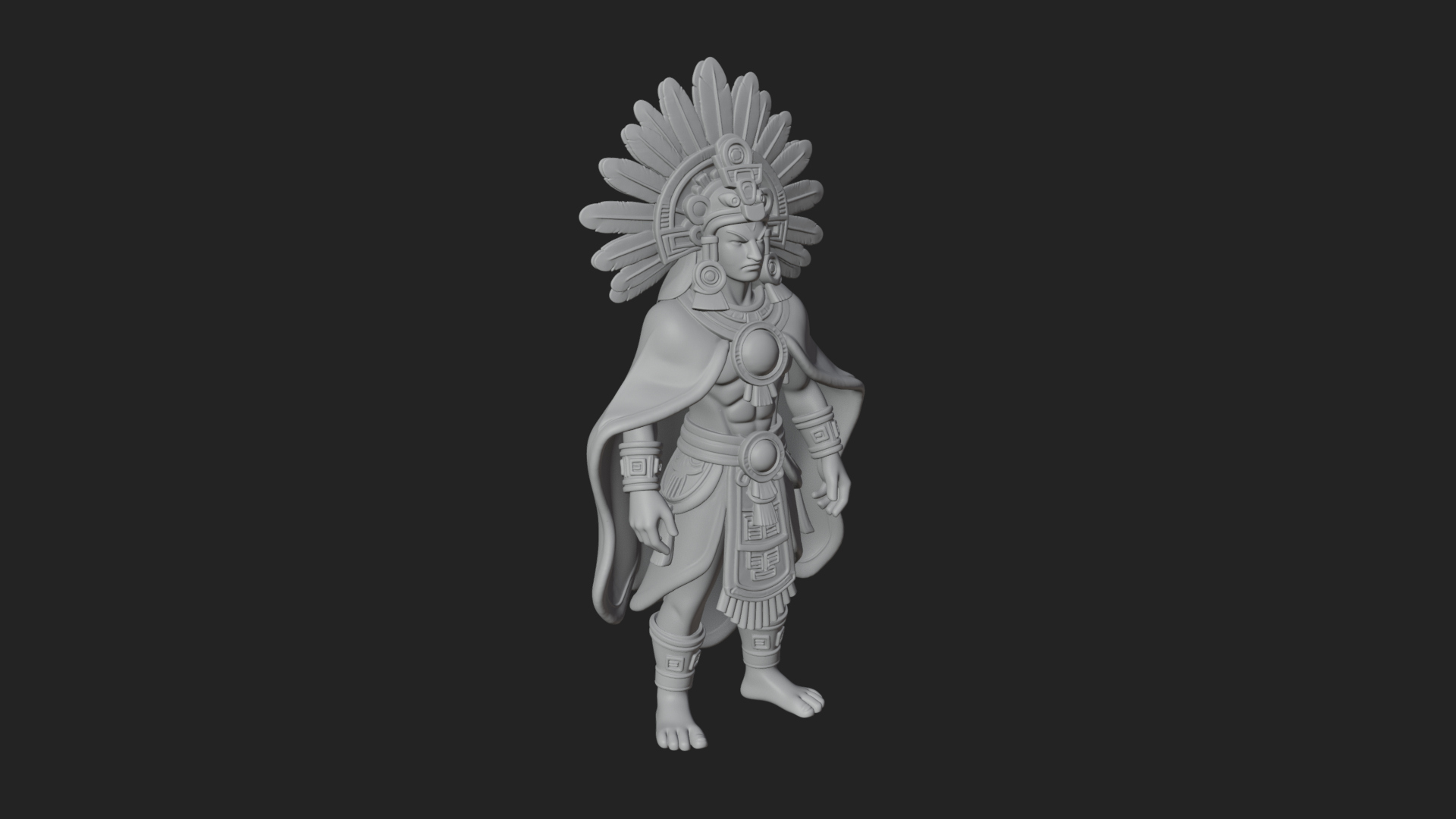 Aztec Feathered Noble Statue Design 14 3D Print Model 3D Model