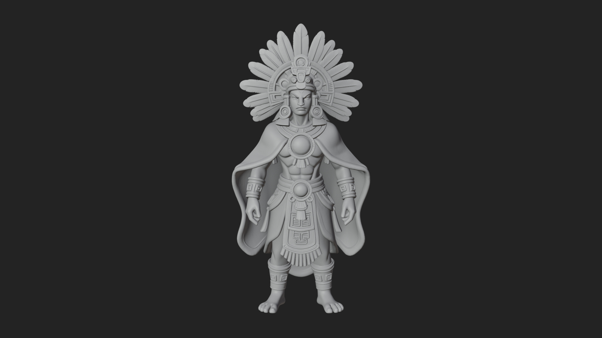 Aztec Feathered Noble Statue Design 14 3D Print Model 3D Model