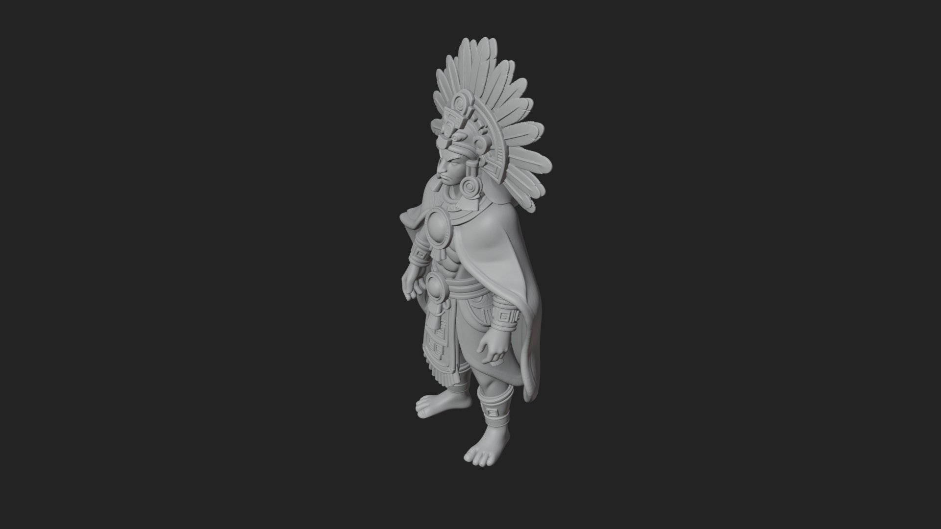 Aztec Feathered Noble Statue Design 14 3D Print Model 3D Model