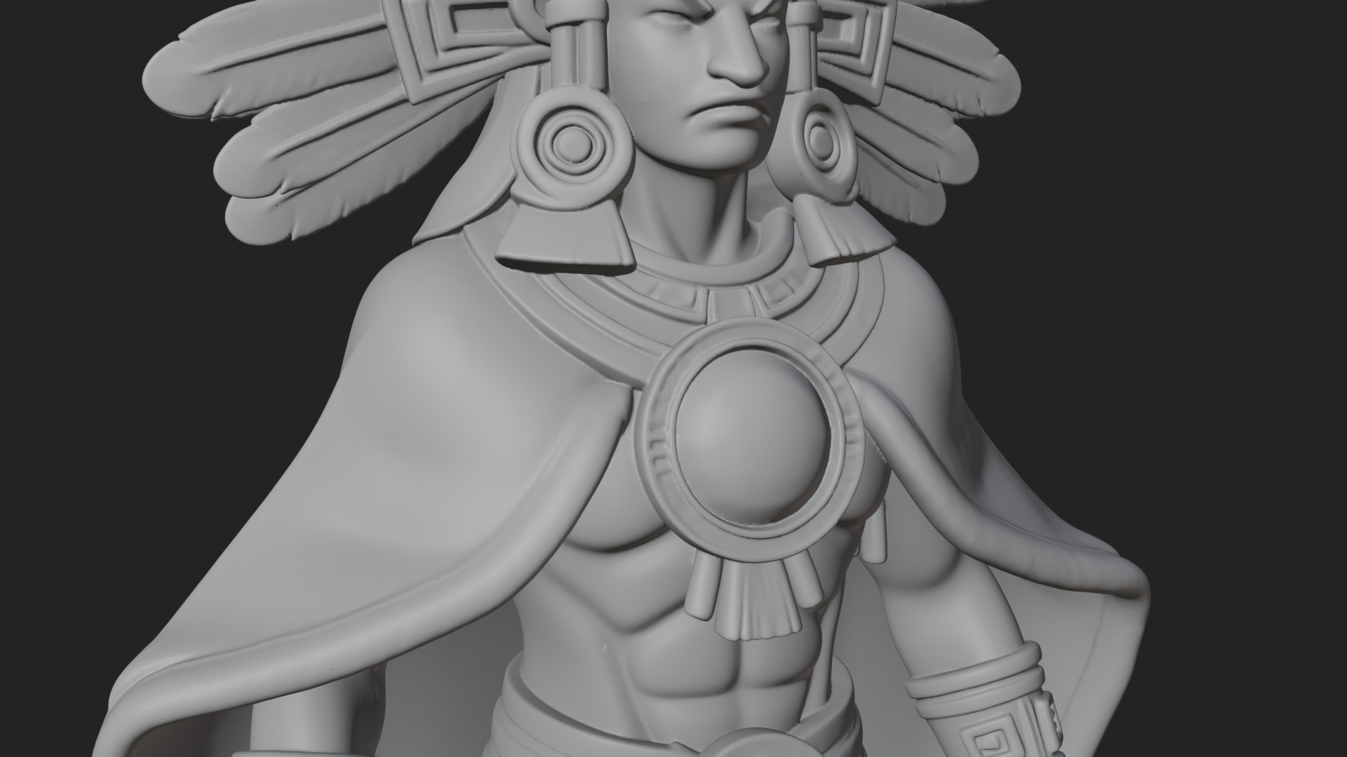 Aztec Feathered Noble Statue Design 14 3D Print Model 3D Model
