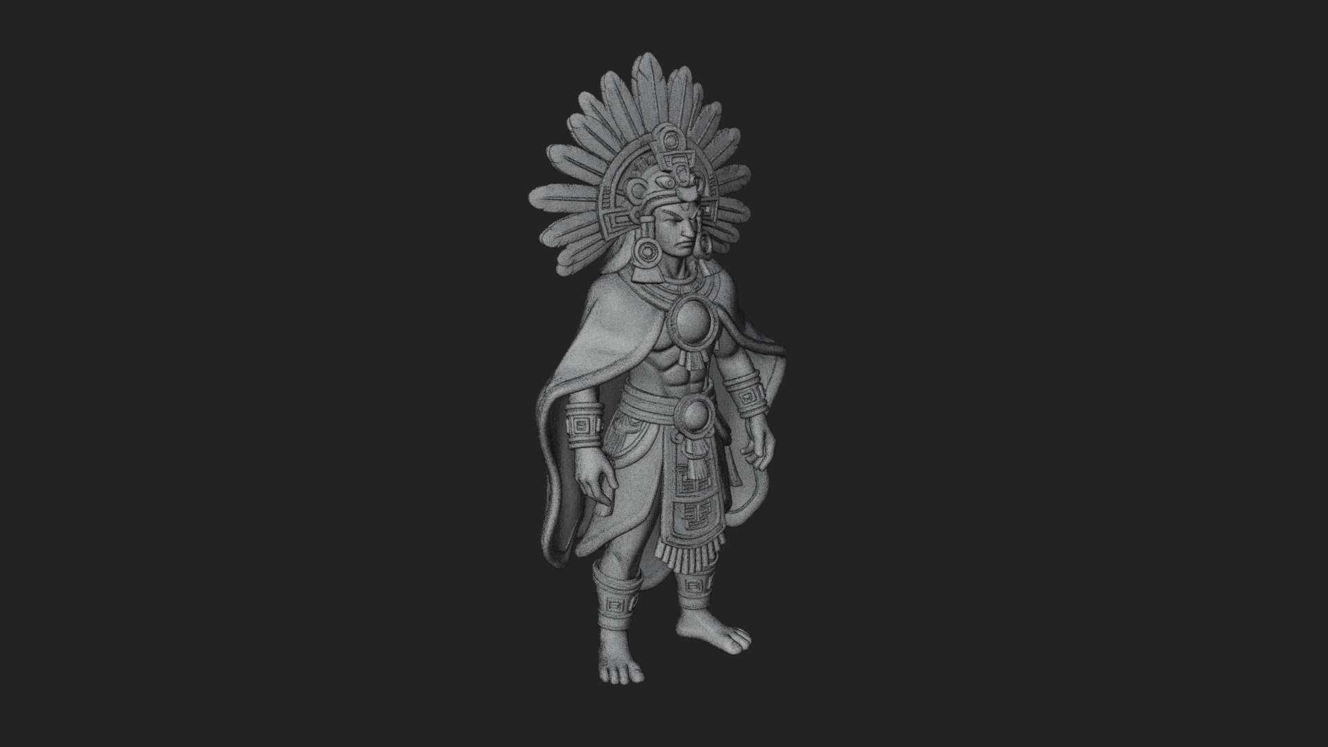 Aztec Feathered Noble Statue Design 14 3D Print Model 3D Model