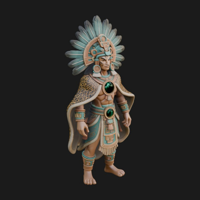 Aztec Feathered Noble Statue Design 14 3D Print Model
