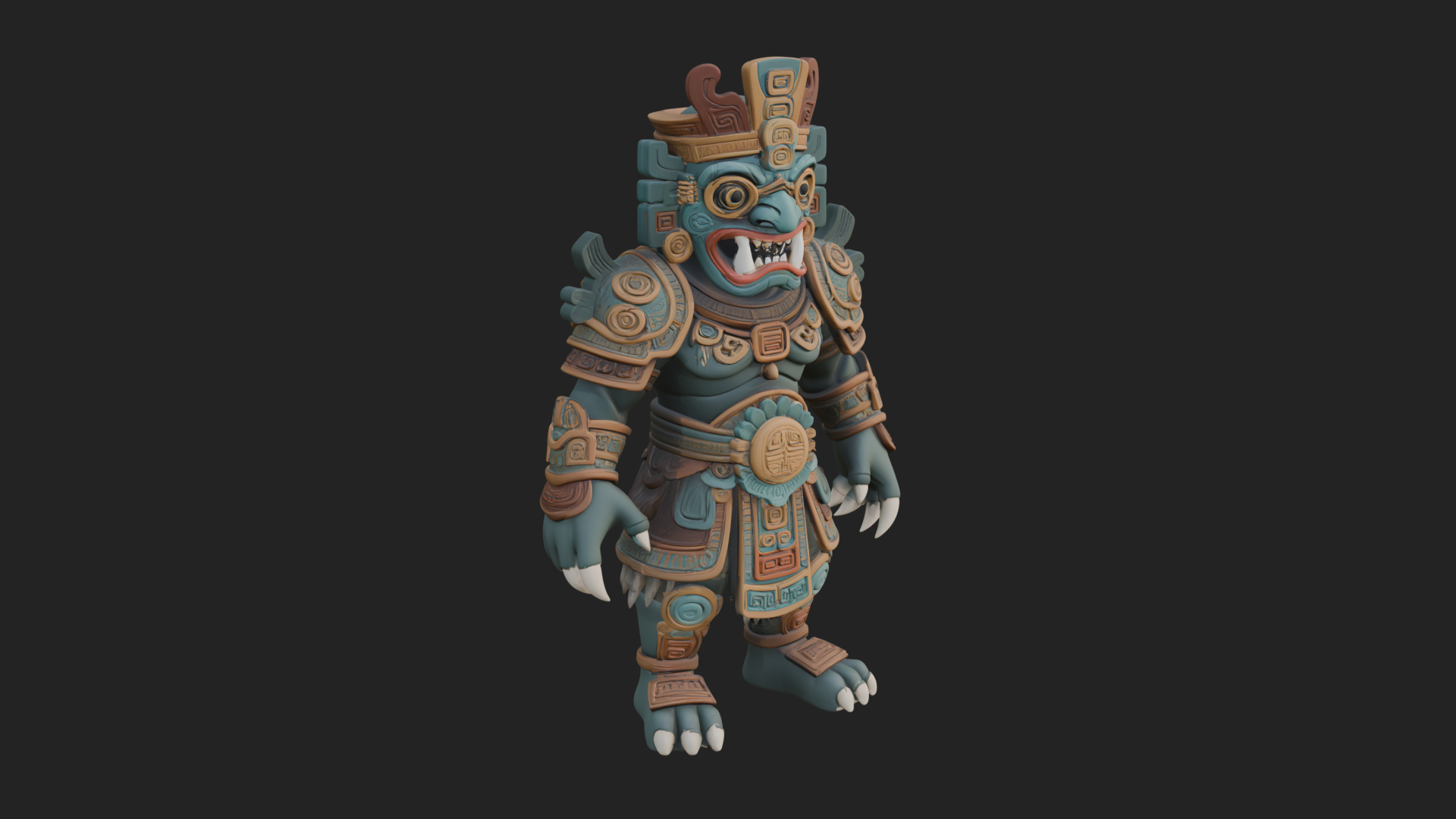 Aztec Feathered Noble Statue Design 15 3D Print Model 3D Model