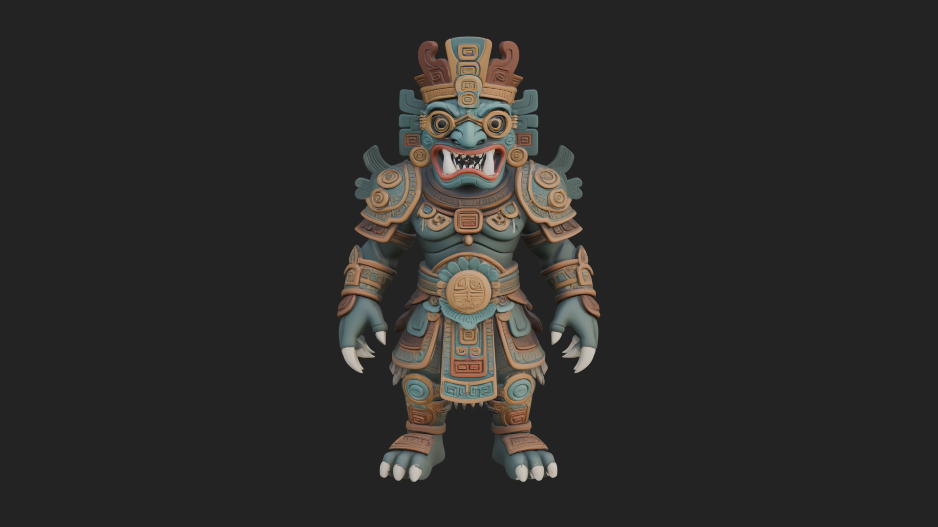 Aztec Feathered Noble Statue Design 15 3D Print Model 3D Model