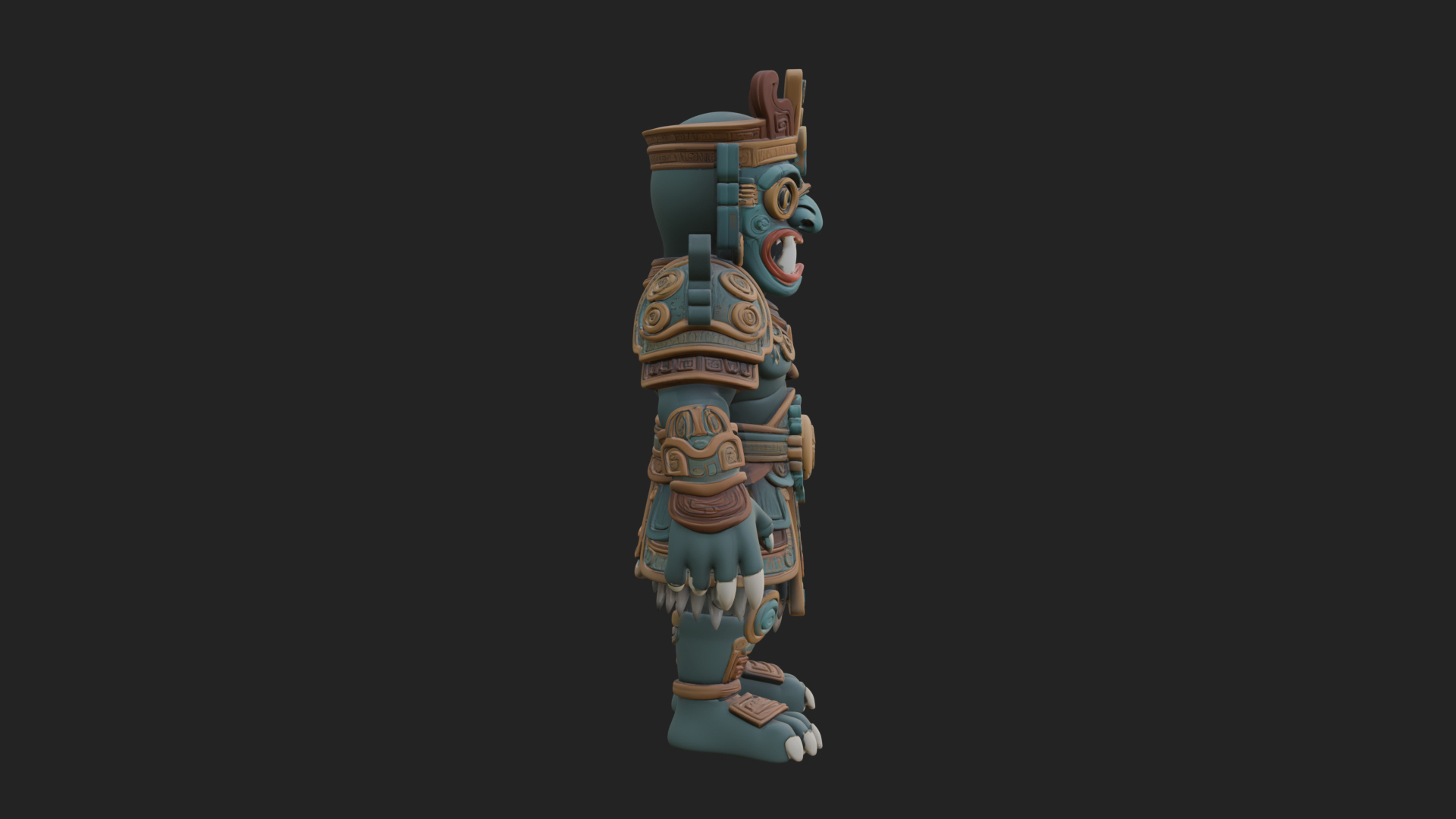 Aztec Feathered Noble Statue Design 15 3D Print Model 3D Model