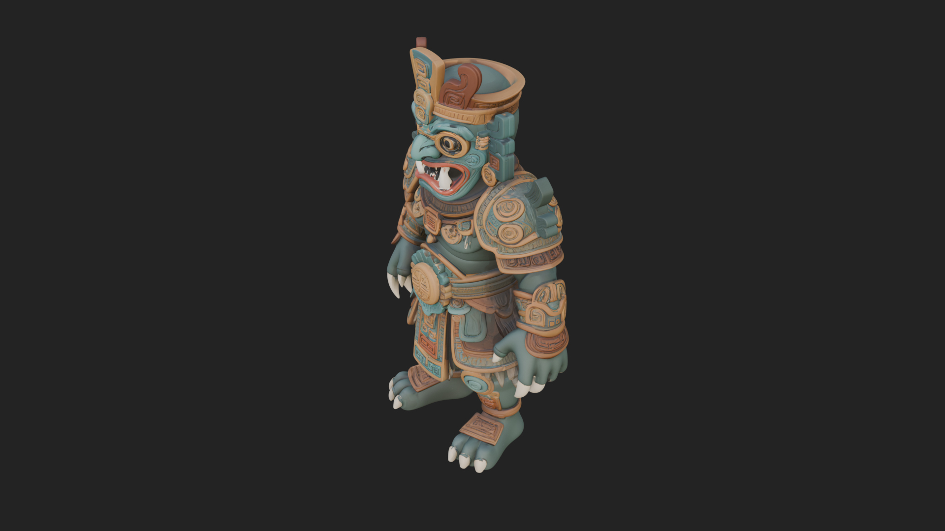 Aztec Feathered Noble Statue Design 15 3D Print Model 3D Model