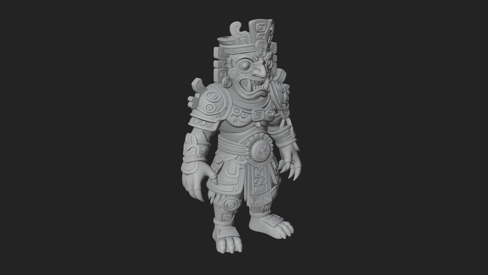 Aztec Feathered Noble Statue Design 15 3D Print Model 3D Model