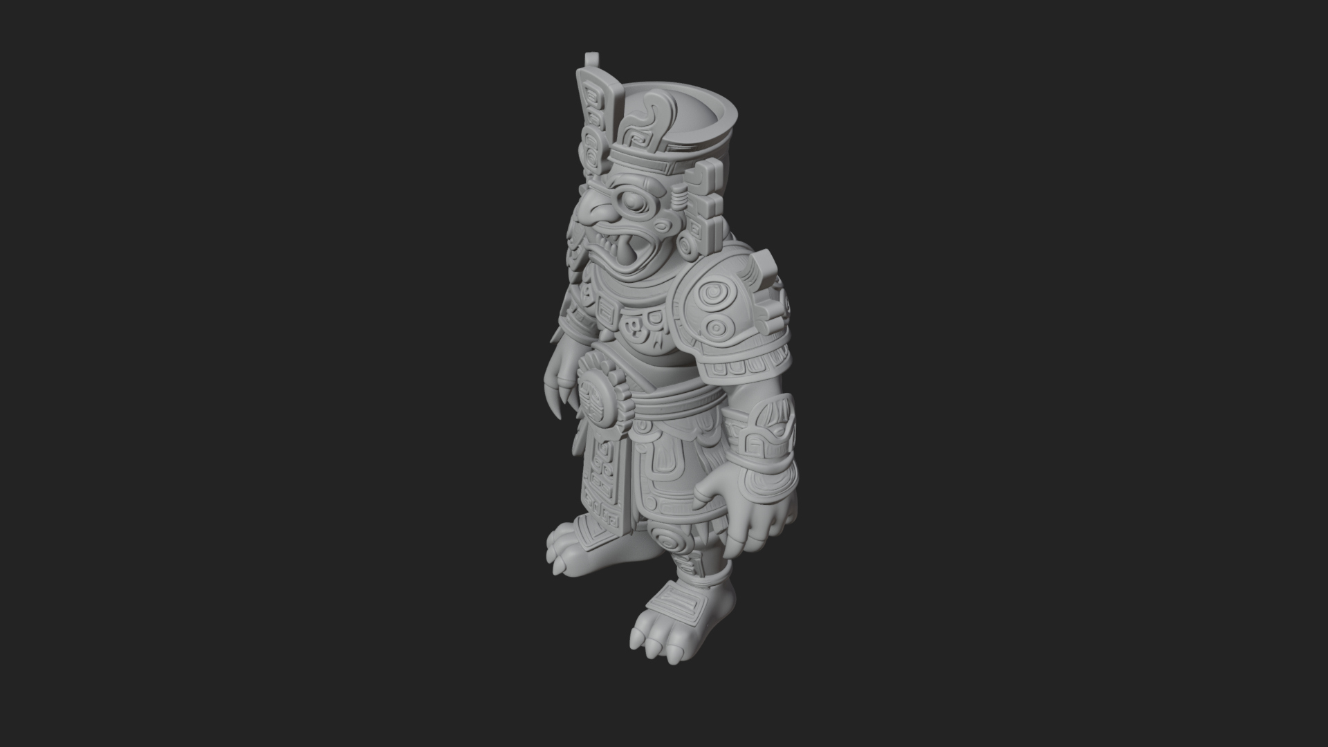 Aztec Feathered Noble Statue Design 15 3D Print Model 3D Model