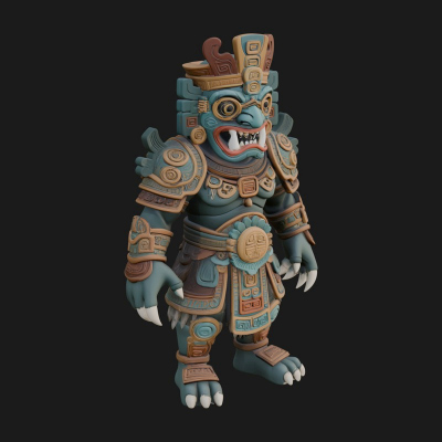 Aztec Feathered Noble Statue Design 15 3D Print Model