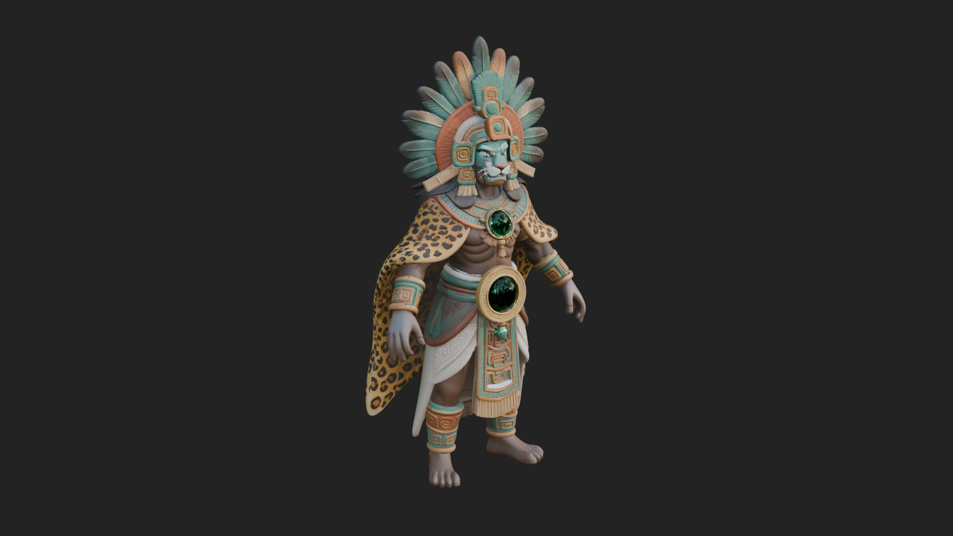Aztec Feathered Noble Statue Design 16 3D Print Model 3D Model