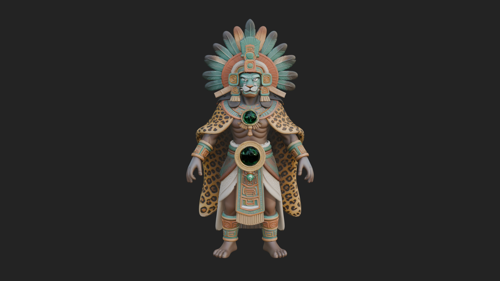 Aztec Feathered Noble Statue Design 16 3D Print Model 3D Model