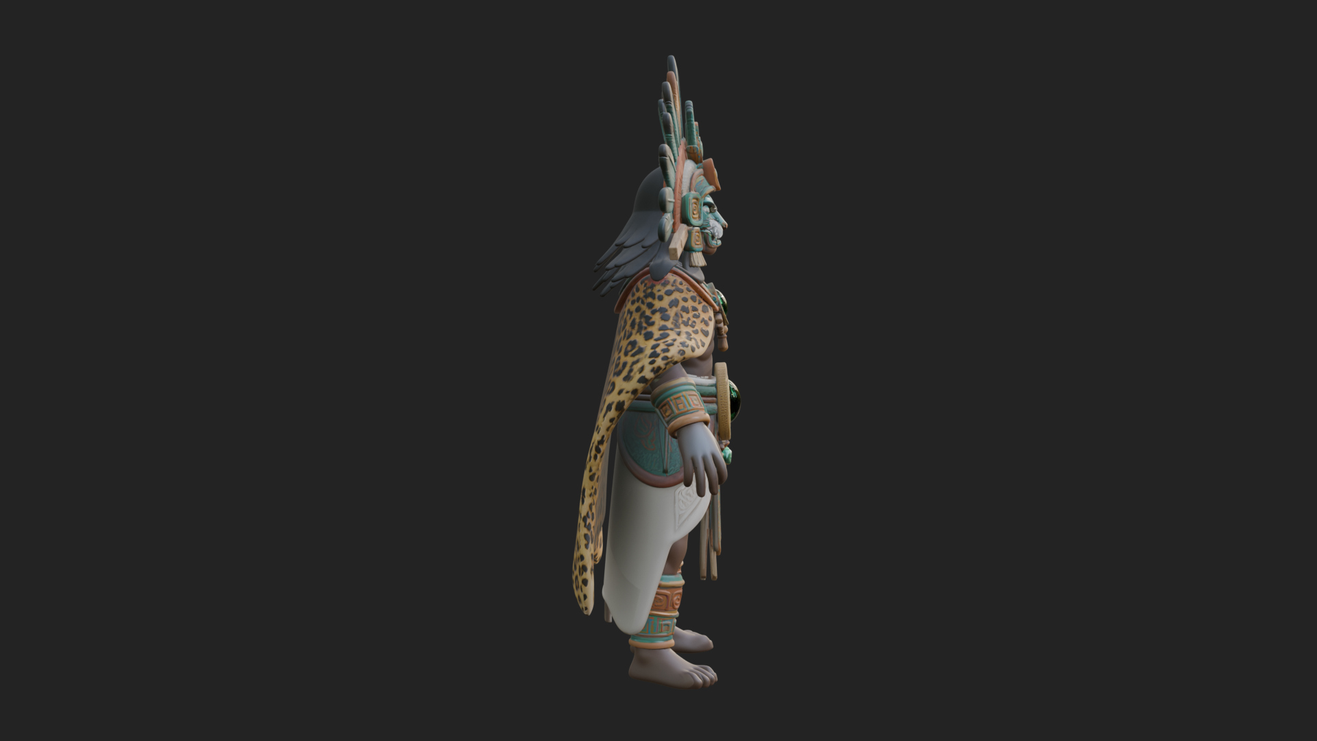 Aztec Feathered Noble Statue Design 16 3D Print Model 3D Model