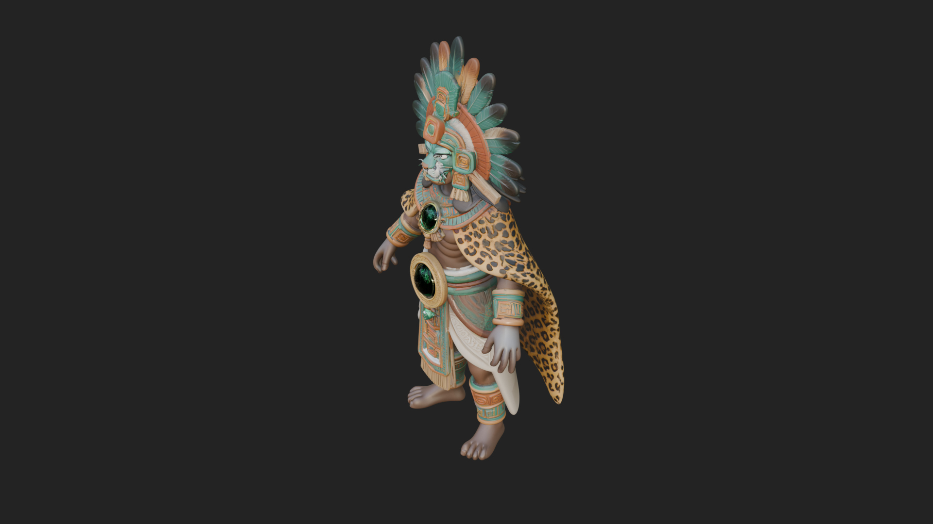 Aztec Feathered Noble Statue Design 16 3D Print Model 3D Model