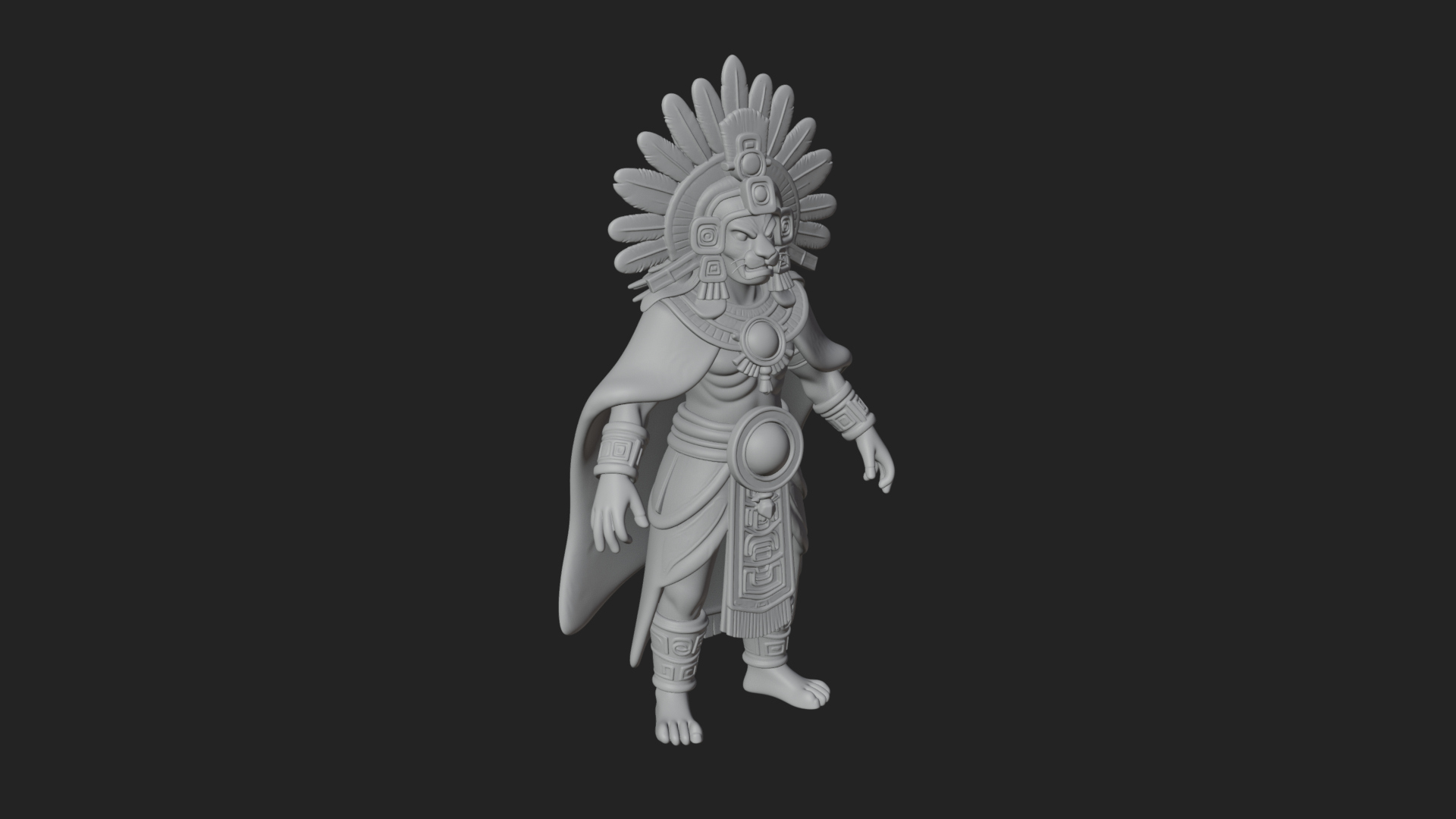 Aztec Feathered Noble Statue Design 16 3D Print Model 3D Model
