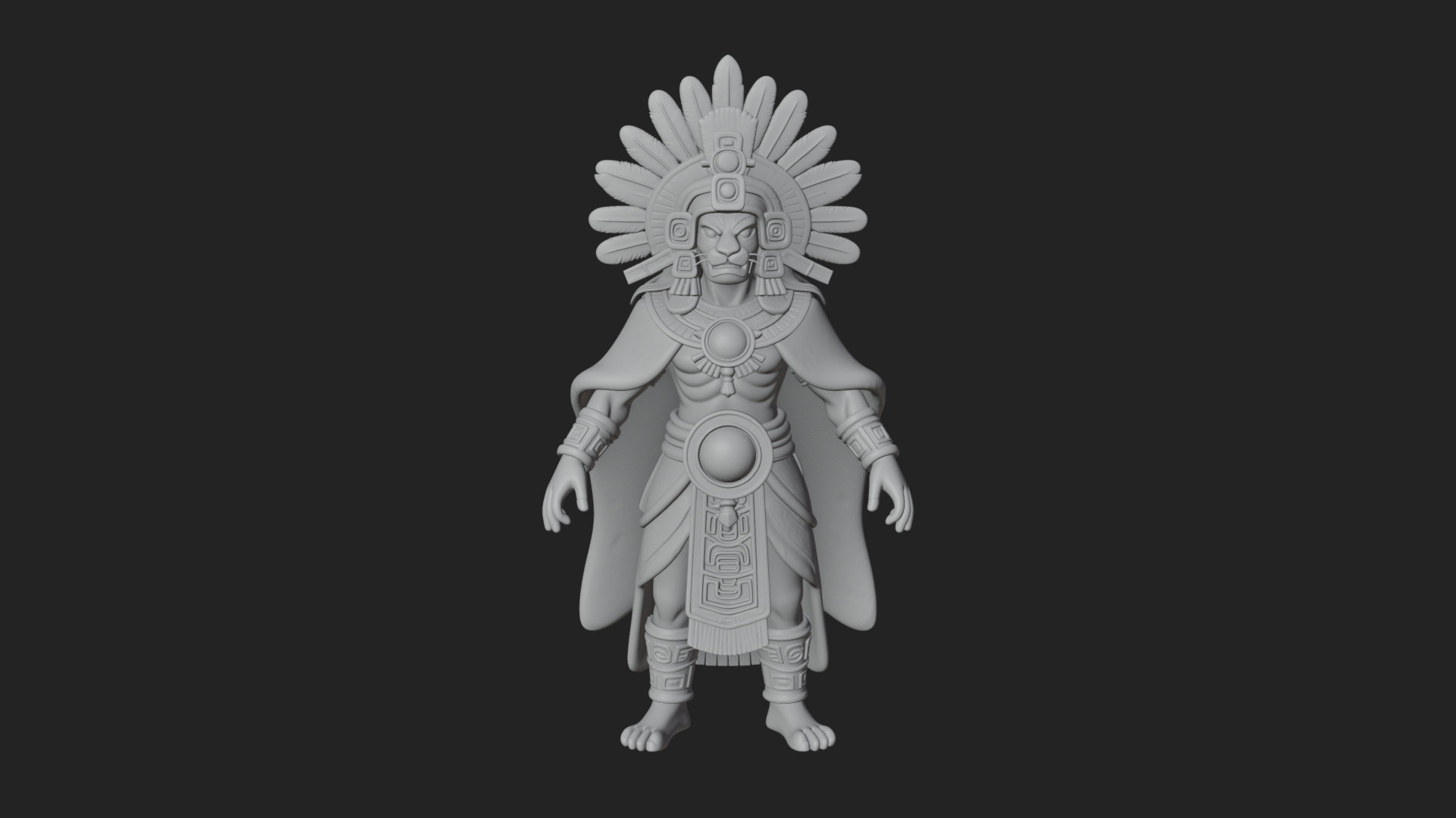 Aztec Feathered Noble Statue Design 16 3D Print Model 3D Model