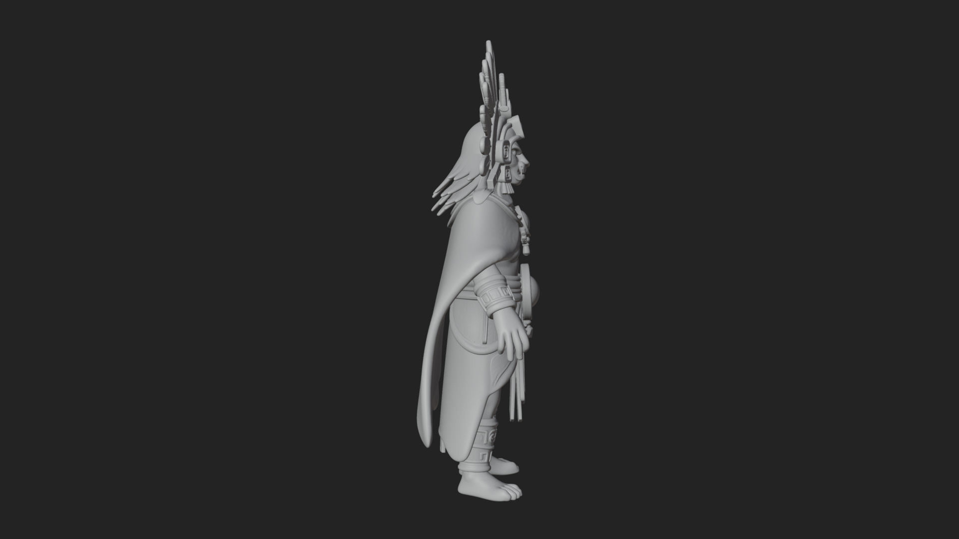 Aztec Feathered Noble Statue Design 16 3D Print Model 3D Model
