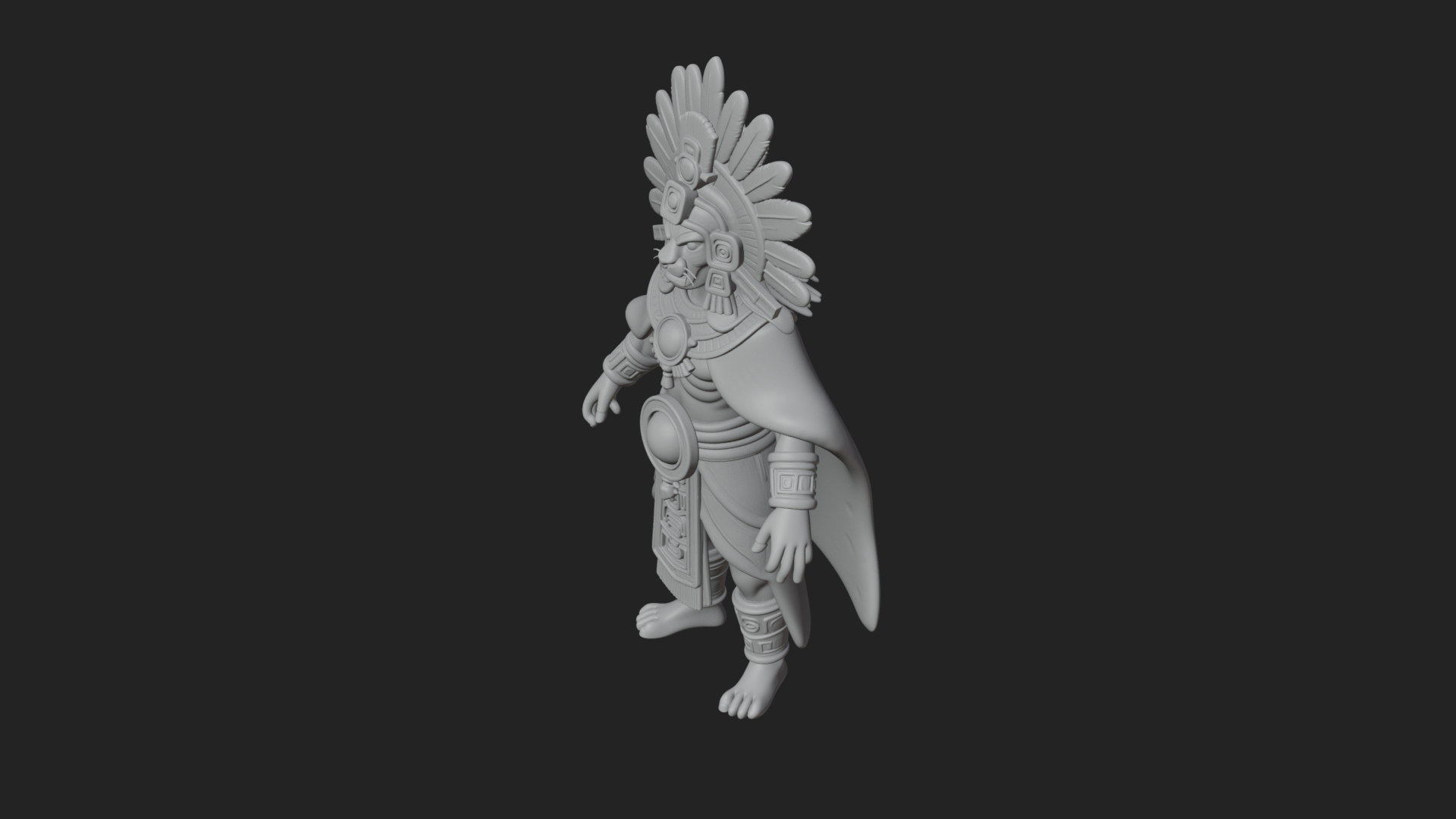 Aztec Feathered Noble Statue Design 16 3D Print Model 3D Model