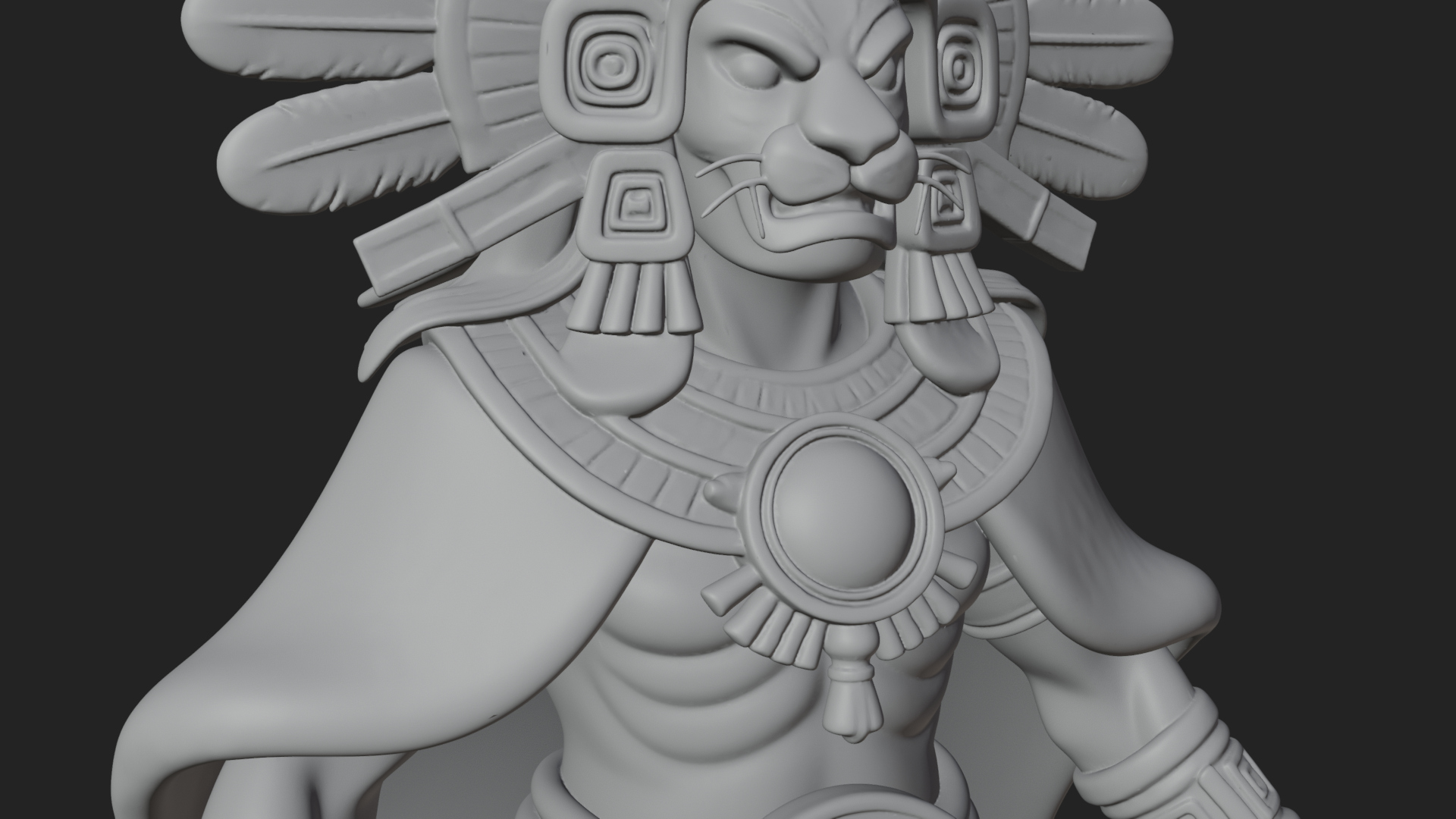 Aztec Feathered Noble Statue Design 16 3D Print Model 3D Model