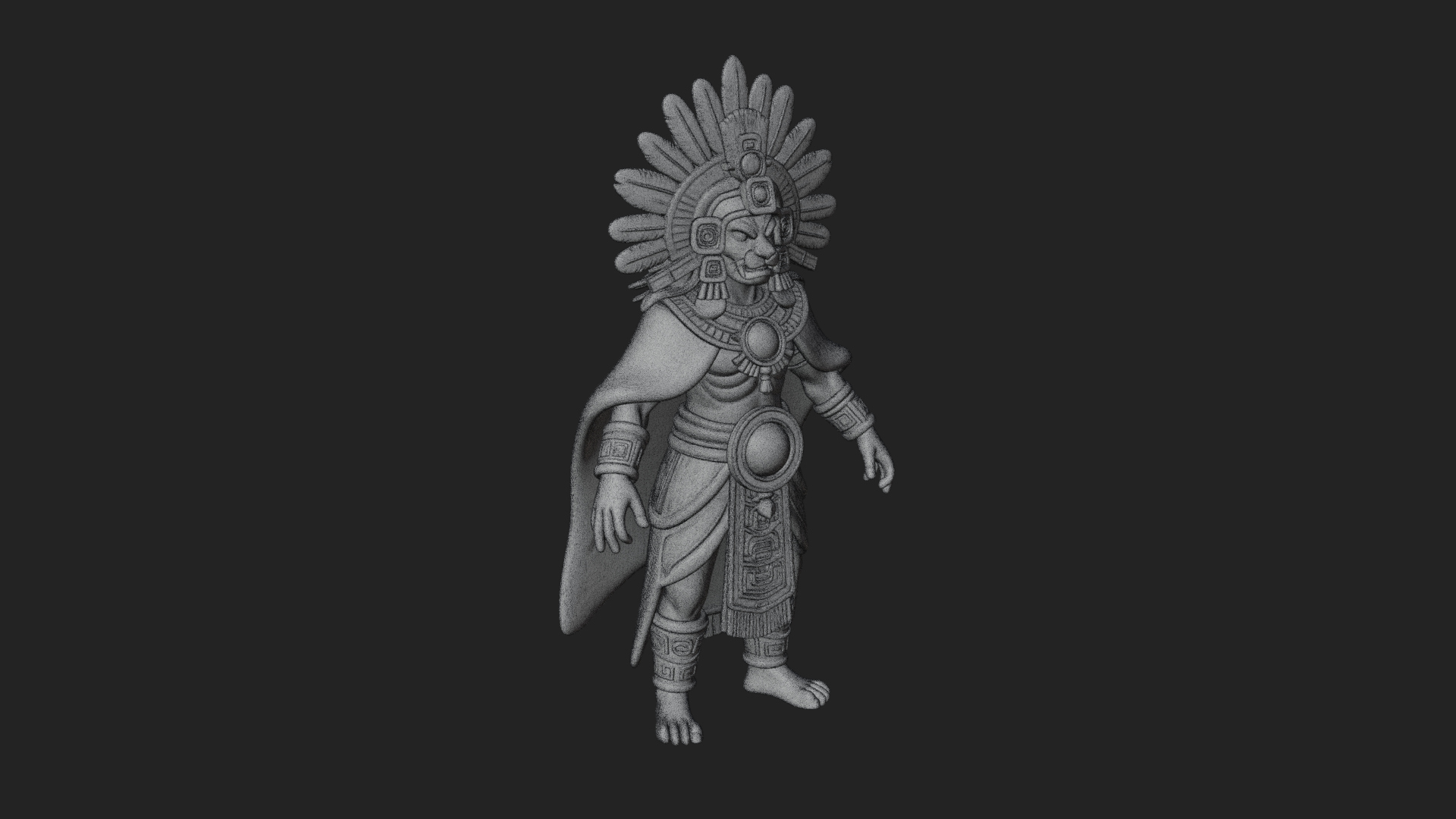Aztec Feathered Noble Statue Design 16 3D Print Model 3D Model
