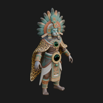 Aztec Feathered Noble Statue Design 16 3D Print Model