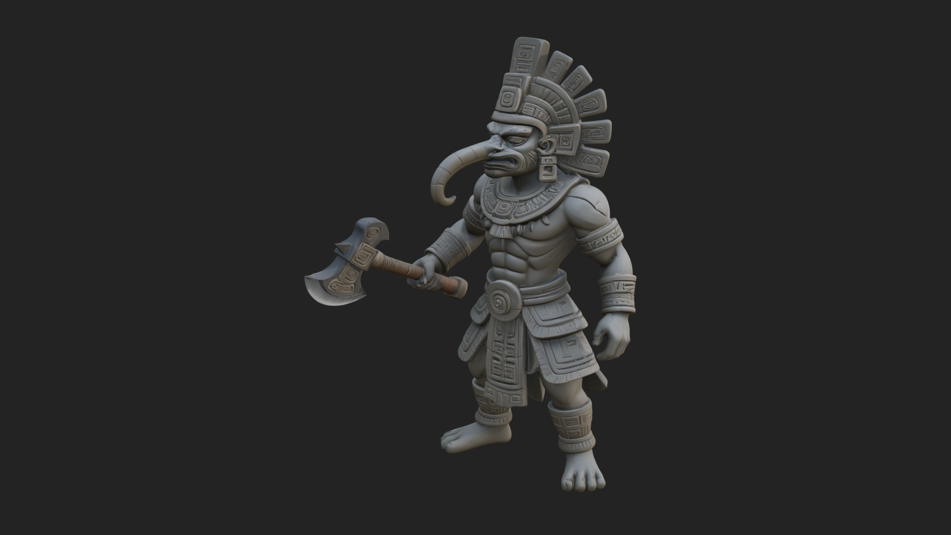 Aztec Feathered Noble Statue Design 17 3D Print Model 3D Model