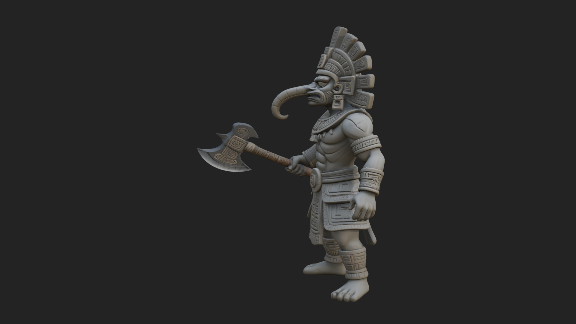 Aztec Feathered Noble Statue Design 17 3D Print Model 3D Model