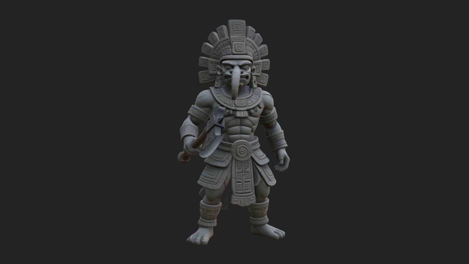 Aztec Feathered Noble Statue Design 17 3D Print Model 3D Model