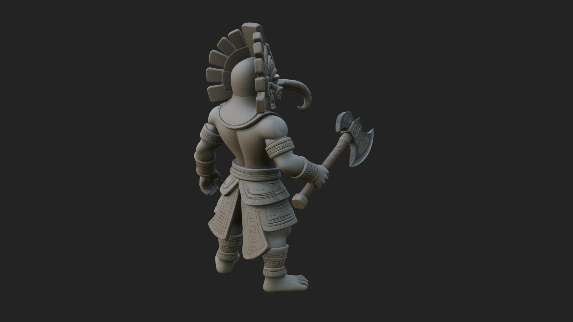 Aztec Feathered Noble Statue Design 17 3D Print Model 3D Model