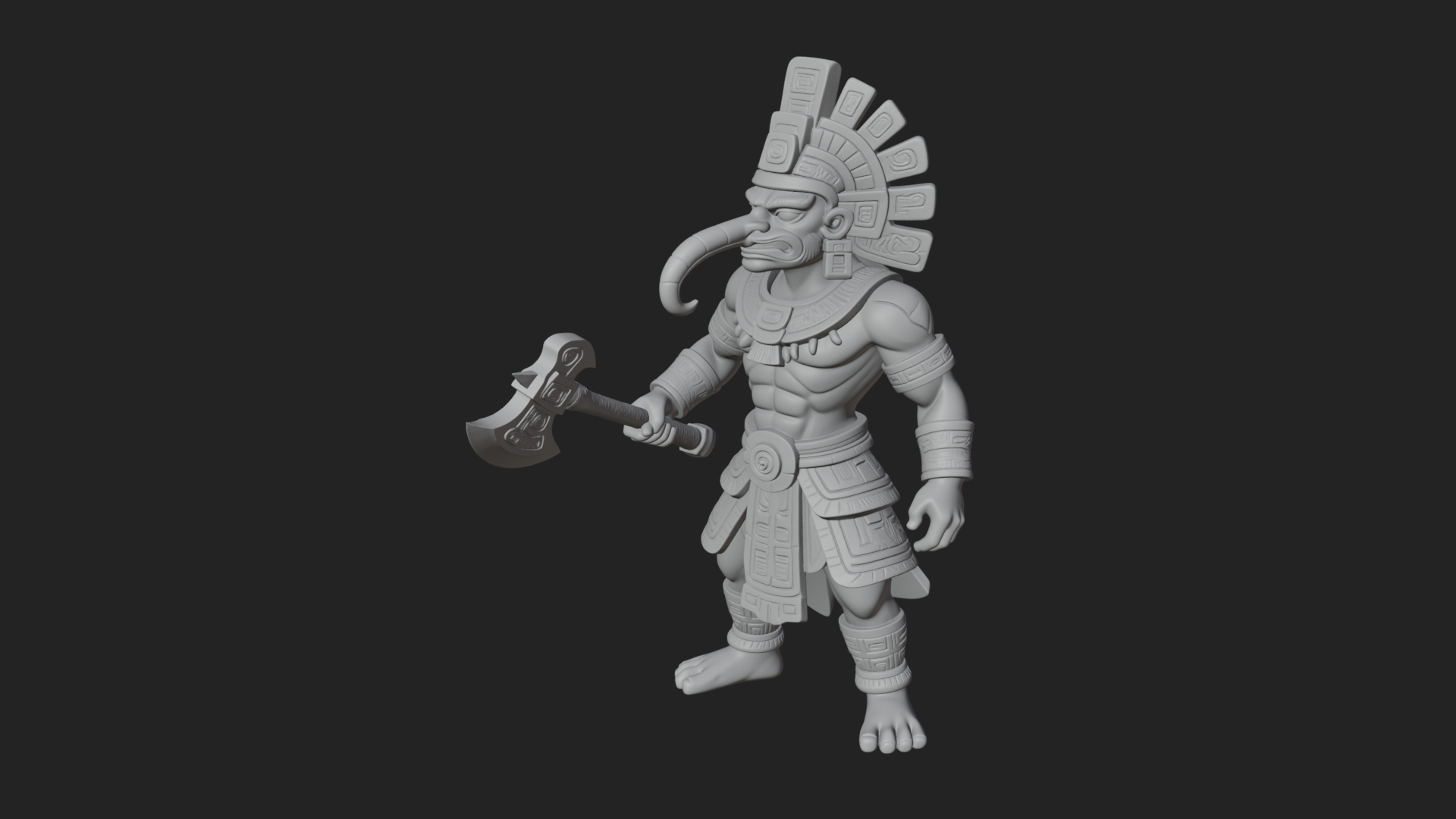 Aztec Feathered Noble Statue Design 17 3D Print Model 3D Model
