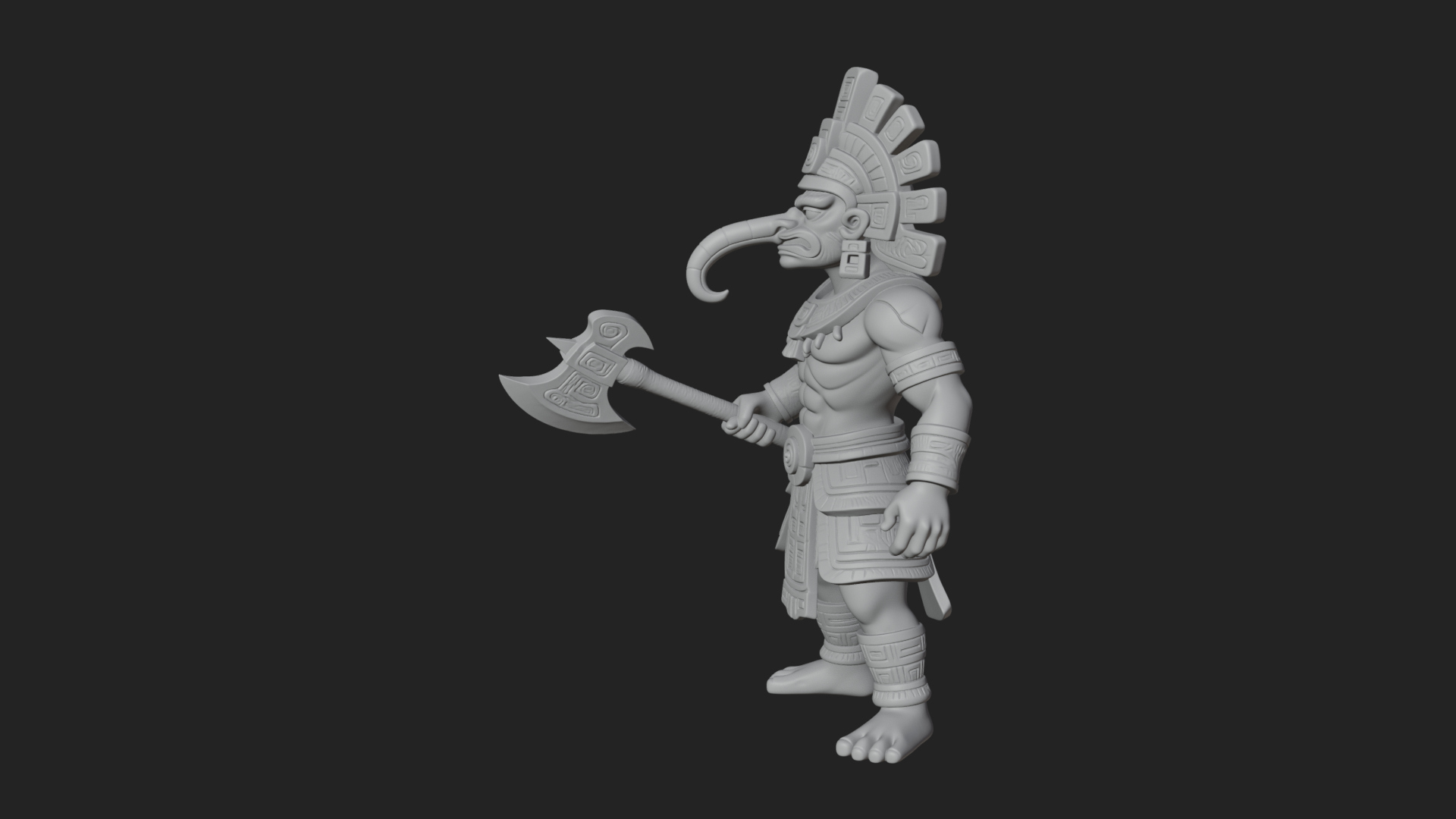 Aztec Feathered Noble Statue Design 17 3D Print Model 3D Model