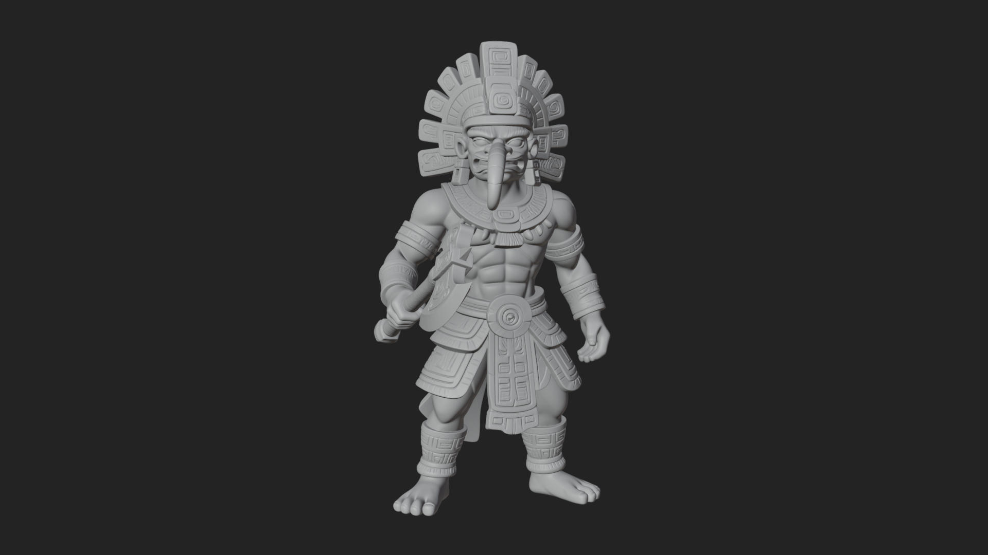 Aztec Feathered Noble Statue Design 17 3D Print Model 3D Model