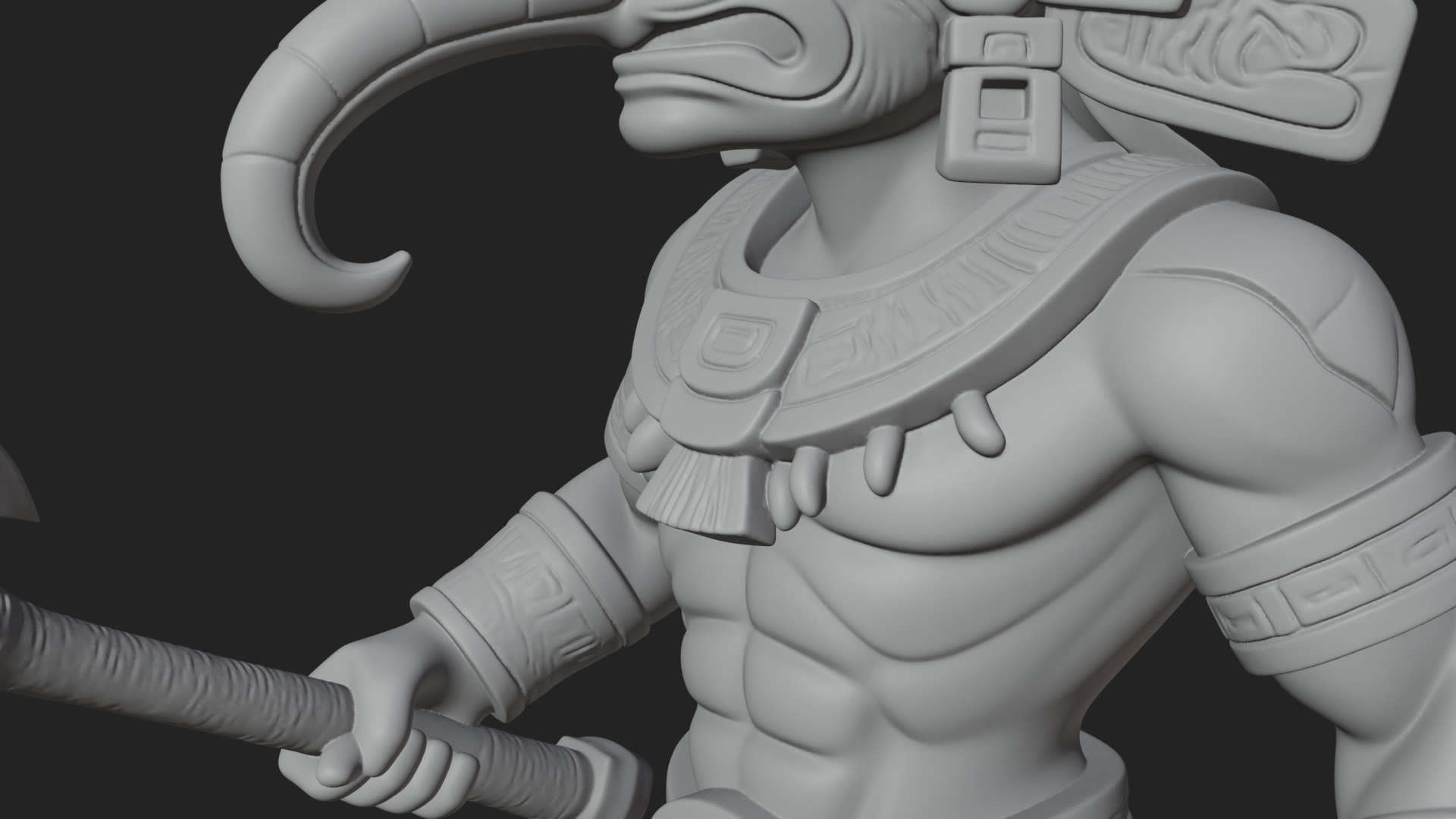 Aztec Feathered Noble Statue Design 17 3D Print Model 3D Model