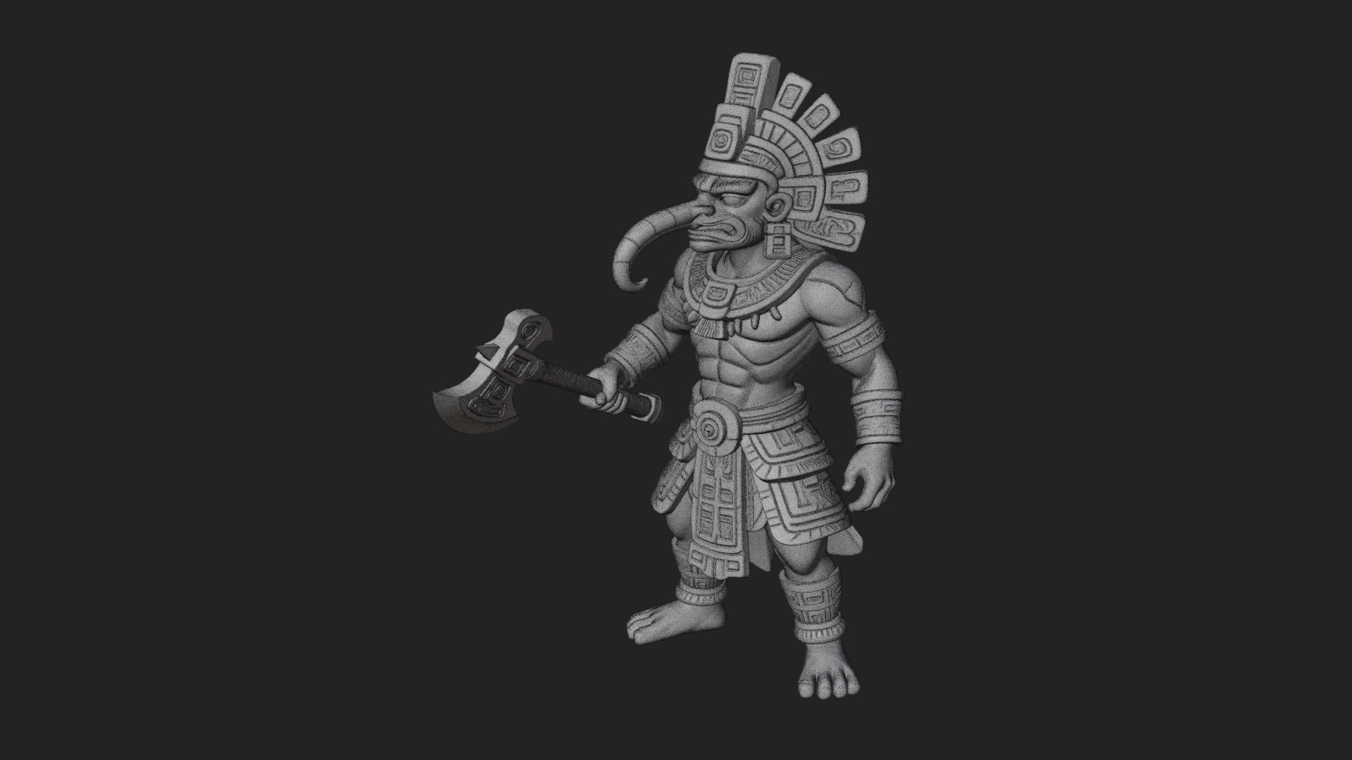 Aztec Feathered Noble Statue Design 17 3D Print Model 3D Model
