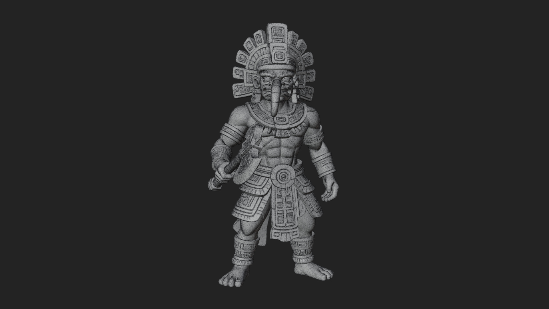 Aztec Feathered Noble Statue Design 17 3D Print Model 3D Model