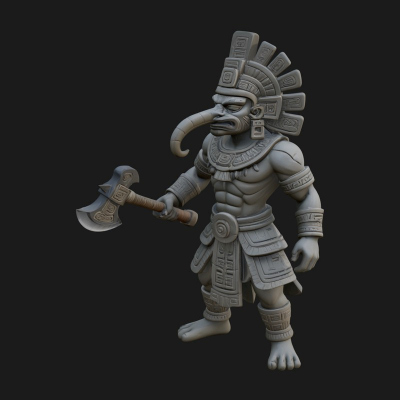 Aztec Feathered Noble Statue Design 17 3D Print Model